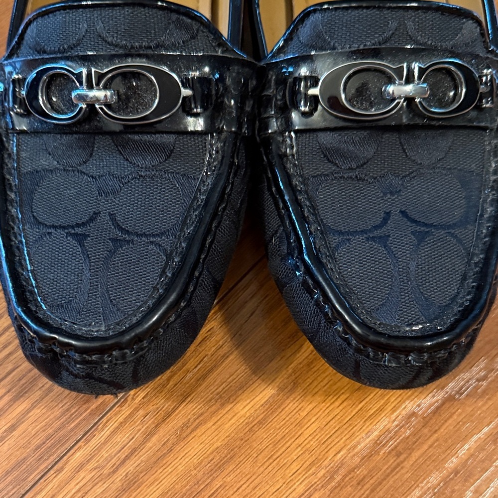 Coach Black Signature Fortunata Jacquard Loafers with Silver Horsebit - Picture 6 of 7